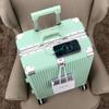 Maleta Carrito Multifuncional con Portavasos, Gancho, Puerto de Carga, Equipaje para Estudiantes Universitarios, Caja de Regalo, Maleta de Viaje con Marco de Aluminio