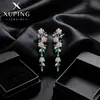 Pendientes de Flor de Planta Estilo Hada Xuping, Serie de Piedras Preciosas, Pendientes de Botón Largos Elegantes