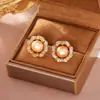 Brincos de Pérola de Água Doce Natural de Luxo Leve, Brincos de Zircônia Microincrustada de Alto Padrão para Mulheres, Agulha de Prata S925 Brincos Exquisitos e Elegantes