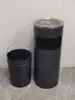 Cubo de basura de acero inoxidable para baño con apertura directa sin tapa, tapa abatible lateral, cubo de basura cuadrado comercial para entrada de ascensor