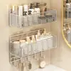 Prateleira de armazenamento de banheiro de aço inoxidável de parede para uso doméstico, para guardar produtos de higiene pessoal, produtos de skincare e escovas