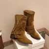 Botines de moda para mujer con tacón grueso, estilo europeo y americano nuevo, geniales y elegantes, con hebilla de cinturón y cremallera, botines cortos de moda 2026