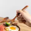 Colher para Comida de Influenciador Digital Transfronteiriço, Colher para Misturar Arroz, Colher para Ramen, Colher para Sobremesa, Colher de Nanmu Estilo Japonês, Colher de Madeira Pequena, Colher de Madeira com Cabo Longo