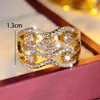 Anillo de Lujo Cruzado de Múltiples Capas con Circonita Ondulada, Venta Caliente, Hueco, Banda Ancha, Alto Grado, Temperamento Retro, Anillo para Dedo de Uso Diario