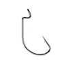 Conjunto de 50 anzóis de pesca, tipo jig, com farpa, em aço inoxidável de alto carbono, com abertura larga e formato offset, ideais para pesca de minhocas macias e pesca marítima.