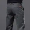 Pantalones Casuales Gruesos con Forro de Polar para Hombre Hong Kong 2026, Pantalones Caqui Rectos Ajustados Elásticos de Negocios para Hombre