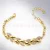 Pulsera de Hoja Dorada Transfronteriza Moda Joyería de Boda para Mujer Chapada en Diamante 18K Pulsera Dorada de Trigo al por Mayor