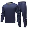 Conjunto europeo premium de lana de cordero transfronterizo, chaqueta de cuello redondo para hombre, traje de deportes de invierno para hombre con forro polar y engrosado, cárdigan para hombre