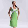 Pijama Nuevo para Mujer 2025 Comercio Exterior Pijama Camisola de Rayón con Encaje de Color Sólido para Mujer Venta al por Mayor Transfronteriza