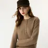 Nueva camisa básica de punto de cachemira, holgada, adelgazante, elegante y casual, con cuello henley, para mujer, de otoño e invierno