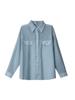 Camisa Feminina EVERTRUE Verão 2024 Novo Estilo Coreano Tencel Manga Longa Gola Lapela Top Transparente 61467