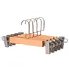 Percha de Madera Maciza para Pantalones con Pinzas para Uso Doméstico, Percha para Faldas y Pantalones que No Deja Marca con Pinzas, Venta al Por Mayor para Hoteles y Tiendas de Ropa, Grabado de Logo Disponible
