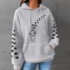 Suéter holgado de manga larga con capucha y estampado de dibujos animados para mujer, nuevo, de otoño e invierno, con diseño de gofre, talla europea transfronteriza europea y americana.