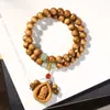 Pulsera de Doble Círculo de Madera Nanmu de Seda Dorada de la Montaña Jiuhua, Cuentas Budistas, Rosario, Pulsera de Bodhi de Mano, Lote de Rosario para Hombres y Mujeres