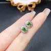Venta al por mayor de fábrica Pendientes Populares de Diopsido Natural con Incrustaciones de Plata S925 Piedra Principal 3*4 Joyería de Lujo Venta Directa de Fábrica