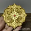 Colección Antigua Tallado a Mano Dorado Nubes Propicias Qilin Placa de Oro Imitación Vajilla Dinastía Tang Placa con Patrones Decoración del Hogar Regalo