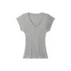 Camiseta feminina HeyHenry Manga Curta Ajustada na Cintura para o Verão 2025 Cor Sólida Design Emagrecedor Gola V