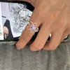 Anillo de Flor de Vidrio Versátil Estilo Coreano Azul-Morado Cristal Perla Optimizada Anillo Elástico para Dedo Índice Transparente Sensación Fresca
