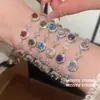 ¡Colección Estrella Azul Océano! Pulsera de lazo ovalado de circonita, clara y etérea, sensación de lujo ligero y alta gama, joyería al por mayor