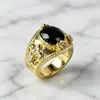 Anel Masculino HuaJie Venda Quente Transfronteiriça Estilo Europeu e Americano Dragão Embossado Dominador Série Preto Escuro Zircônia Preta Incrustada Vintage