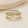 Anillo Geométrico Abierto de Cobre Chapado en Oro con Circonita, Lujo de Nicho Europeo y Americano, Anillo de Moda Versátil para Mujer