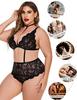 Ropa interior sexy de comercio exterior europeo y americano de nueva fuente para mujer, lencería sexy de encaje de talla grande de tres puntos de una pieza.