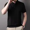 Suministro exclusivo transfronterizo ropa de hombre de alta gama camisa POLO de jacquard para hombre manga corta verano cuello de sol camiseta secado rápido sensación fresca seda de hielo