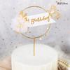 Decoração de bolo de borboleta rosa Feliz Aniversário Placa Cartão de acrílico on-line Sobremesa vermelha Plug-in Magic Ball Ornaments
