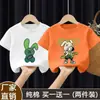 Ropa infantil camiseta de manga corta para niños 2026 nuevo estilo de verano para niños mayores, top de verano de algodón puro de manga media para niños