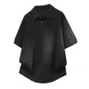 Camisa POLO Estilo Old Money Gola Reversível Manga Curta Malha Masculina Tricô em Ponto Trançado Britânica Business Camiseta de Seda Gelada Comércio Exterior Transfronteiriço Atacado