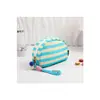 Nueva Bolsa de Maquillaje Rayada con Conchas Organizador Portátil de Artículos de Tocador Bolsa Pequeña de Lavado para Viaje Bolsa de Gran Capacidad