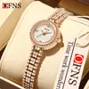 Reloj de Lujo de Gama Alta Accesible Ofns Correa de Acero para Mujer Aliento de Bebé Resistente al Agua Pequeño Redondo Reloj de Cuarzo Retro para Viajero de Negocios