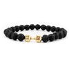Pulsera de pareja nueva transfronteriza en blanco y negro, traje, pulsera con mancuerna de turquesa blanca, pulsera de cuentas de piedra volcánica turquesa al por mayor