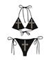 Aliexpress Nuevo Producto Transfronterizo Europeo y Americano Bikini Personalizado con Strass Caliente de Cruzado para Mujer con Tira Dividida Sexy Traje de Baño