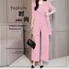 Chal chaleco de mujer de talla grande transfronterizo pantalones de pierna ancha traje de primavera y otoño Nuevo chal chaleco holgado de manga larga conjunto de tres piezas