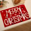 En Stock Decoración Popular para Fiesta Navideña Restaurante Occidental Mantel Individual Estampado de Alce y Muñeco de Nieve Almohadilla Aislante de Calor Versátil para Otoño/Invierno Mantel Individual de Poliéster