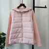 Cardigã de Tricô de Algodão Patchwork com Capuz 2025 Outono e Inverno Novo Solto Zíper Suéter Espesso Jaqueta para Mulheres