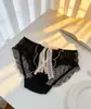 Calcinhas Rendadas Picantes com Estampa de Leopardo e Bolinhas, Pretas e Brancas Vazadas de Cintura Alta Finas para Mulheres