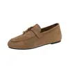 Mocasines retro versátiles estilo británico para mujer, nuevo modelo 2026 Laude, zapatos de vestir bajos que aumentan la altura, marrones