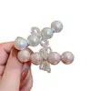 Pinza para el Cabello con Forma de Flor y Lazo de Cristal Perla Rosa Súper Hada, Pinza Curva, Pinza para Flequillo, Pinza de Pato de Gama Alta, Pasador, Accesorio para el Cabello