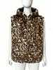 CI Transfronterizo N0180 Chaqueta de piel sintética para hombre europea y americana, chaleco con capucha, chaleco de piel sintética con estampado de leopardo