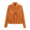 Para Exportación Europea y Americana Transfronteriza Ropa de Mujer Popular en Aliexpress Moda de Otoño Versátil Chaqueta de Punto con Doble Cremallera