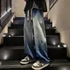 Calça jeans americana de lavagem degradê para rua, nova coleção primavera/verão, corte solto, perna reta, perna larga, marca da moda, estilo masculino