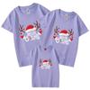 Camiseta de manga corta para padres Año Nuevo 2025 decoración familiar familia de tres o cuatro cabeza de ciervo navideña ropa para evento del Día de Año Nuevo