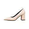 Zapatos de Trabajo de Tacón Alto Sexy Negros Puntiagudos de Cuero Patentado con Relieve para Mujer, Estilo Nuevo, Tacón Grueso, Boca Baja, Punto de Venta de Comercio Exterior Transfronterizo