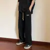 Calça Lisa Simples de Caimento para Homens, Estilo Fino de Primavera e Outono, Calça Larga Reta Tendência, Calça Longa Esportiva Casual para Casais