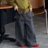 Pantalones Casuales Estilo Coreano Nuevos de Invierno 2026 para Niñas Fuguo Pantalones Falda Sueltos para Niños Pantalones Largos Gruesos de Terciopelo Falso de Dos Piezas