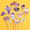 Decoración de Pastel de Halloween Arcilla Suave Figura Linda de Fantasma Ojos Chistosos Perlas de Azúcar Velas de Halloween Toppers Inserts