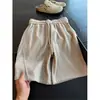 Shorts de Peso Pesado com Corte Diagonal Estilo Old Money para Homens, Calças Casuais Tendência Cleanfit de Verão, Calças Casuais de Cinco Pontos para Homens