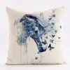 Série de Fronha de Linho com Padrão de Cavalo em Aquarela de Desenho Animado Especial Transfronteiriça para Capa de Almofada de Sofá Cama Sala de Estar